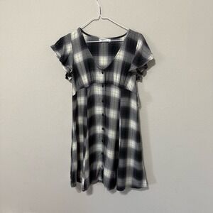 Y2K Babydoll Dress Plaid NWT Small Gray Multi Plaid Grunge Elena Whimsigoth Goth